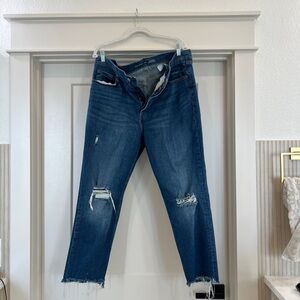 Old Navy extra high rise Straight Leg Distressed Jeans